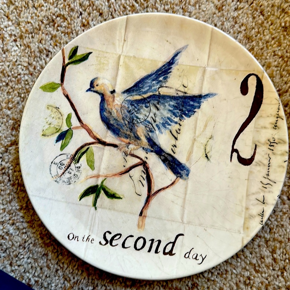 Williams Sonoma 12 Days of Christmas salad/dessert plate. Second Day